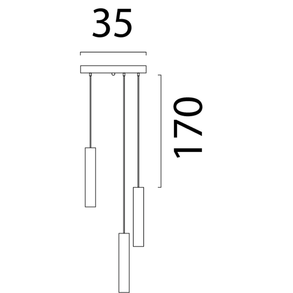 Pendellampe Run Ø35 Rundplatte – 3x GU10 – Nickelmatt Masterlight 8718121215846