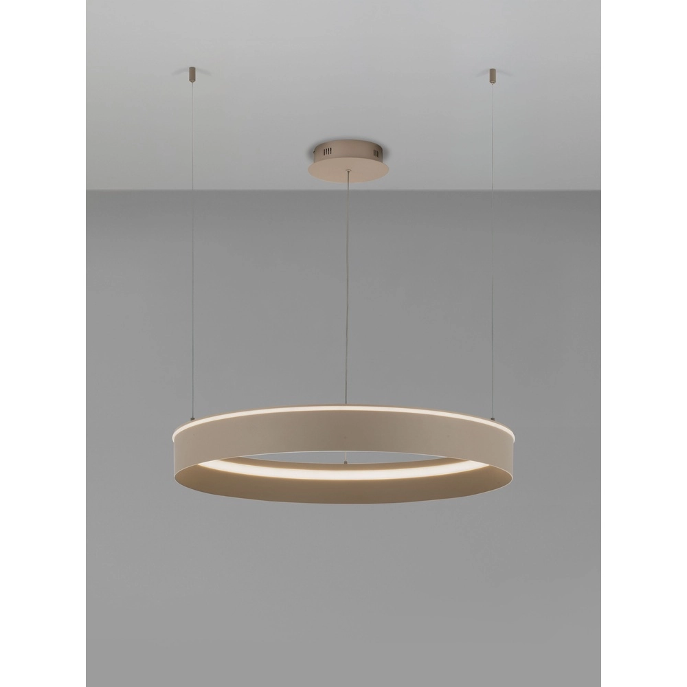 Moderne Pendellampe Olivia sandbraun Ø 78 cm Lyora 5212017494191
