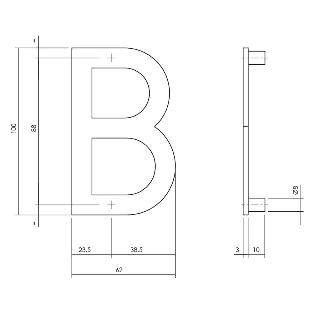 Brief B des Hauses Numbra 10cm schwarz Intersteel 8714186541692