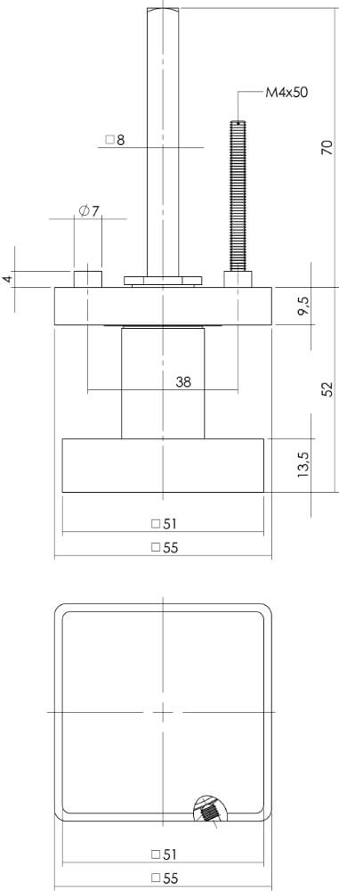 Quadratischer Türknauf Castor nickel matt Intersteel 8714186297452