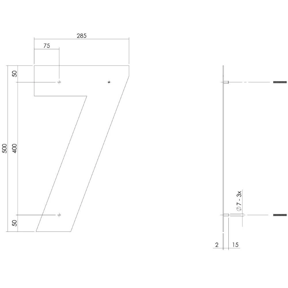 Hausnummer 7 XXL Numbra 50cm Edelstahl Intersteel 8714186503249