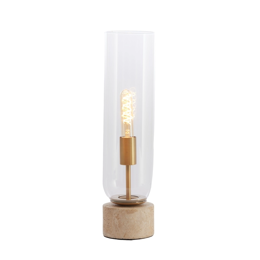 Glastischlampe Rylano 47 cm – mit Travertin Light & Living 8717807730680
