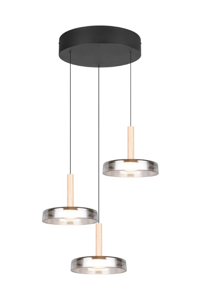 3-flammige LED-Hängelampe Celeste Rauchglas Trio 4017807616897
