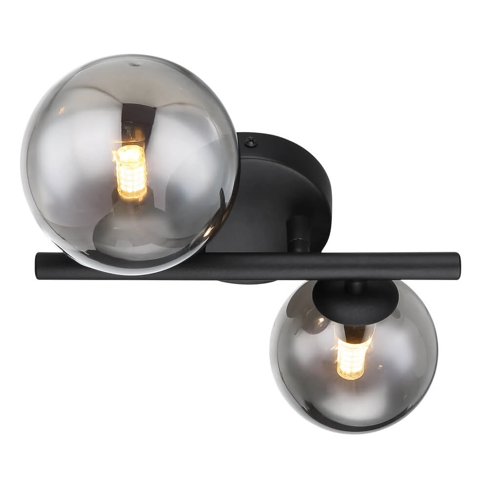 Schwarze Wandleuchte Riha 2-flammig Globo 9007371434237