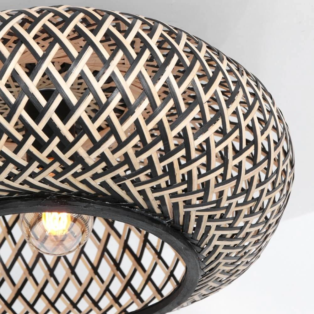 Schwarze Deckenlampe aus Bambus Maze Ø 40cm Steinhauer 8712746147223
