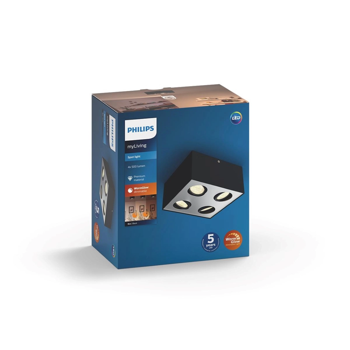 Strahler Box 4-Licht-Schwarz Philips 8718696164556