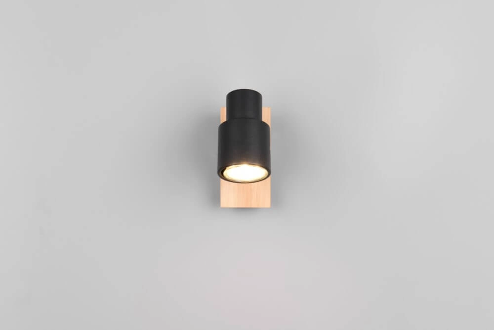 Design-Wandleuchte Pierre schwarz mit Holz Trio 4017807638158