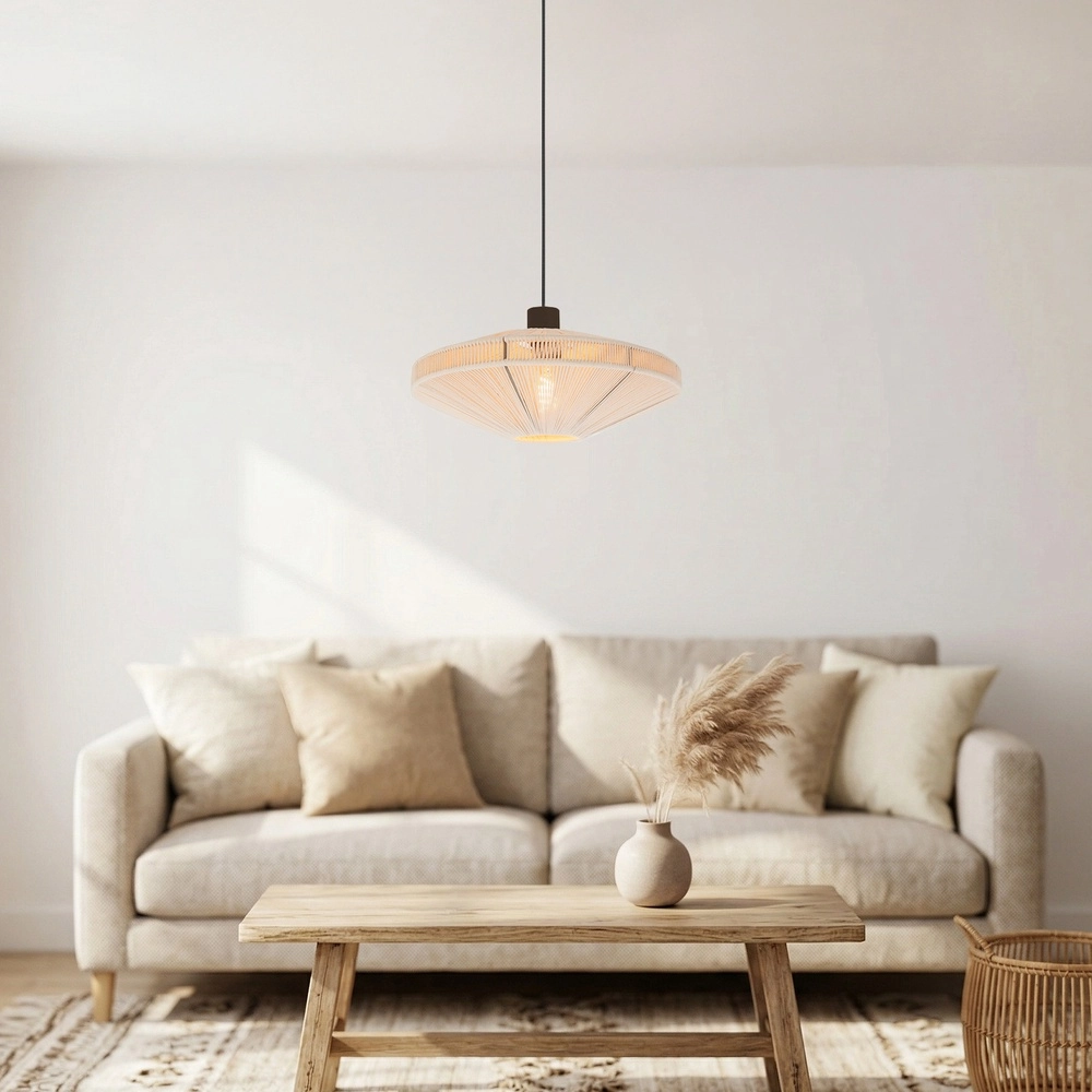 Japandi-Pendellampe Orimini Ø 38cm – Bronze mit Creme Eglo 9008606347827