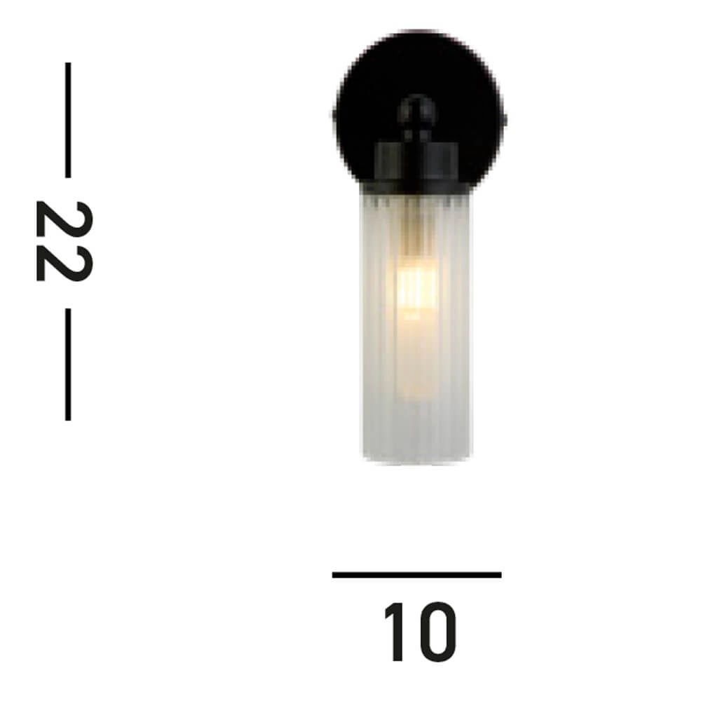 Schwarze Wandleuchte Imperial mit geripptem Glas Searchlight 5053423271941