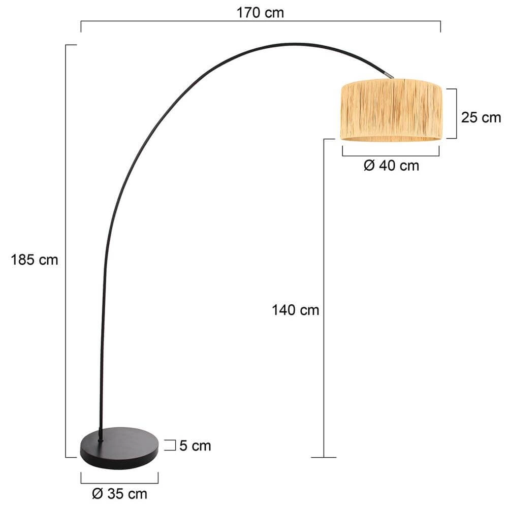 Bogenlampe Solva schwarz mit Strohschirm Steinhauer 8712746172393