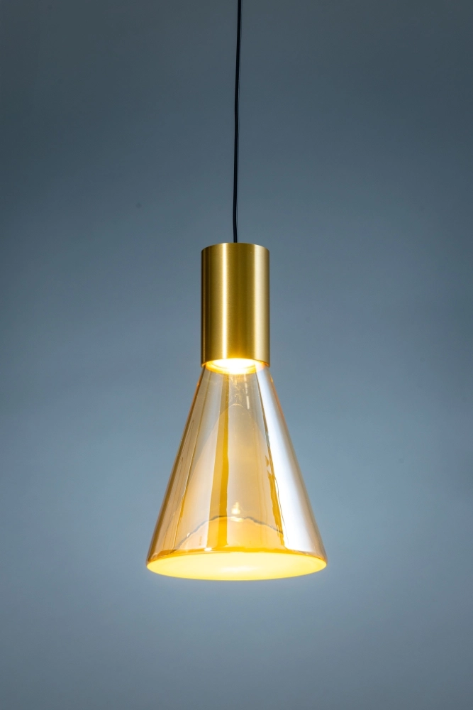 6-Licht-Vide-Lampe Lisa Gold mit bernsteinfarbenem Glas ETH 8720195310204