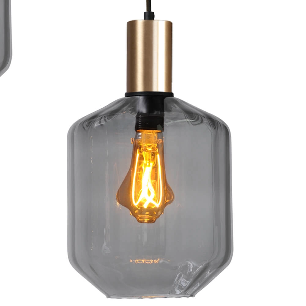 3-flammige Loft-Hängelampe - Gold - Porto mit Jagger-Rauchbrille Masterlight 8718121270876