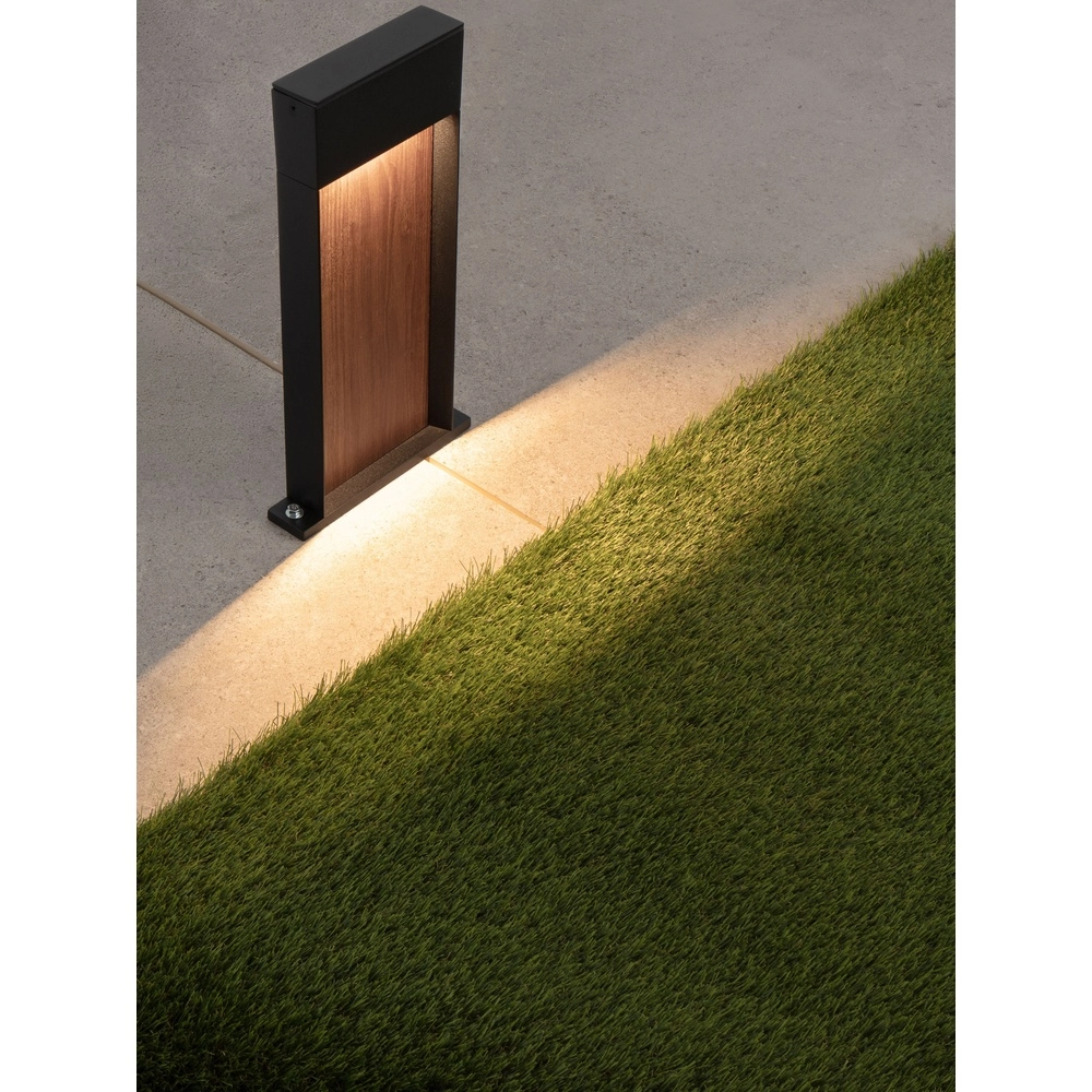 Design-Gartenlampe Noray Schwarz mit Holz 40cm - 2700K