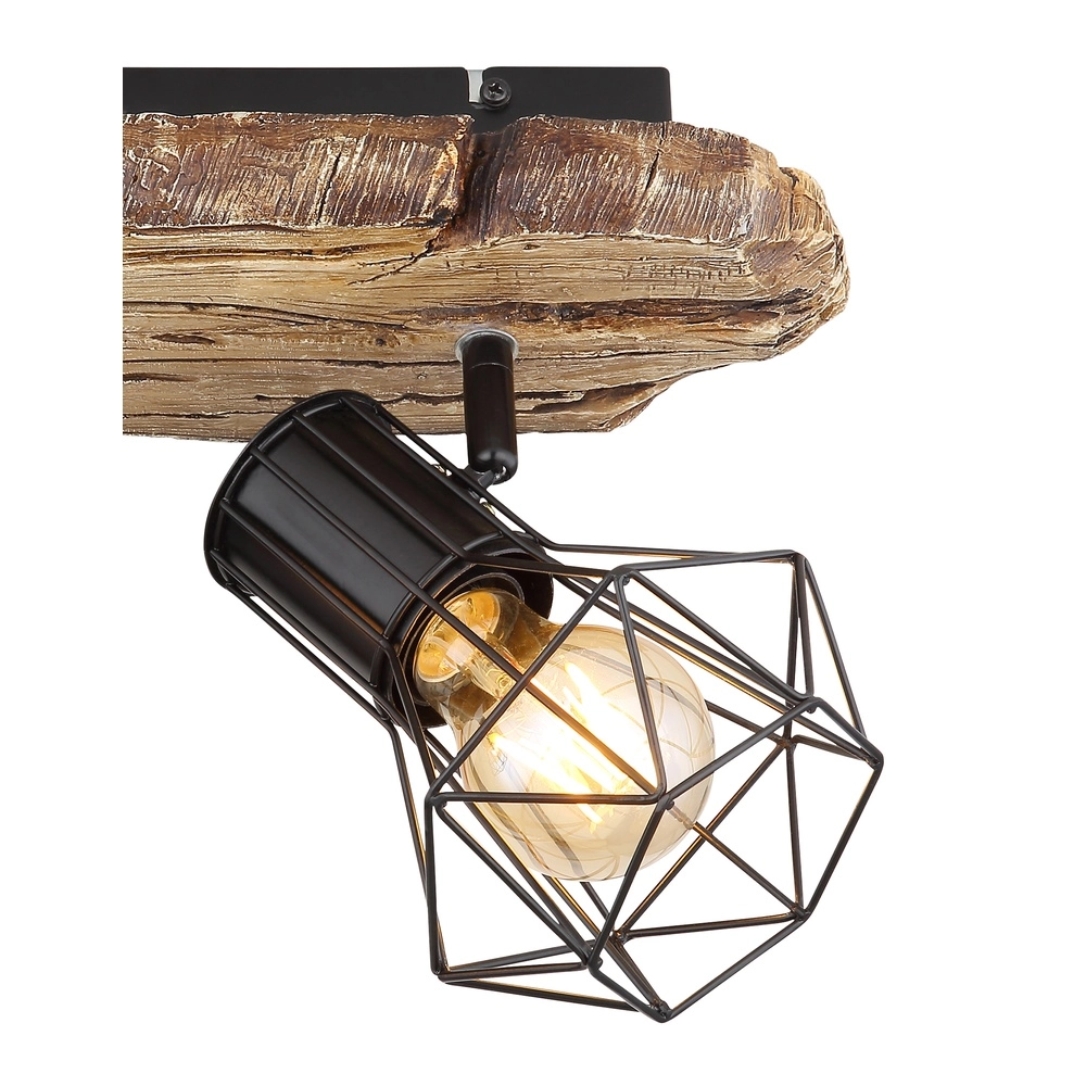 Deckenlampe Priska 2-helliges Schwarz mit Holz Globo 9007371442362