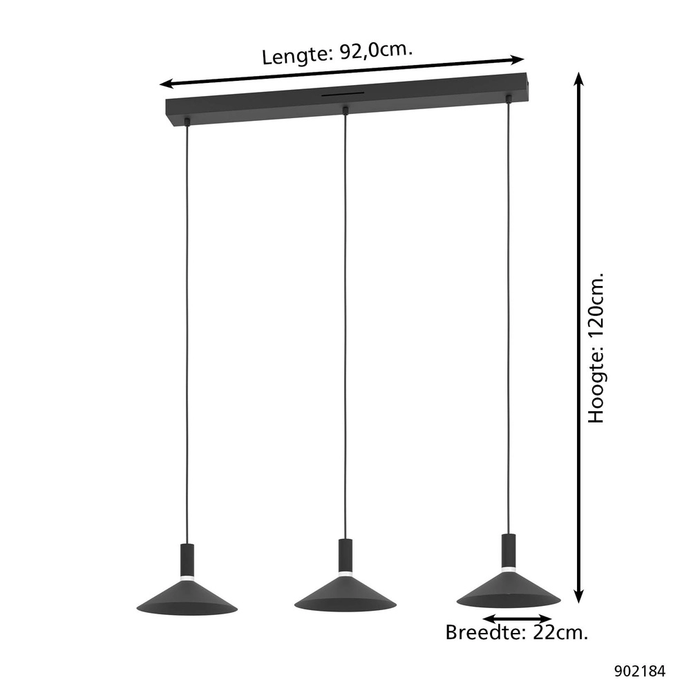 Pendelleuchte Conomavilla-Z Smart Black 3-flammig Eglo 9008606360604