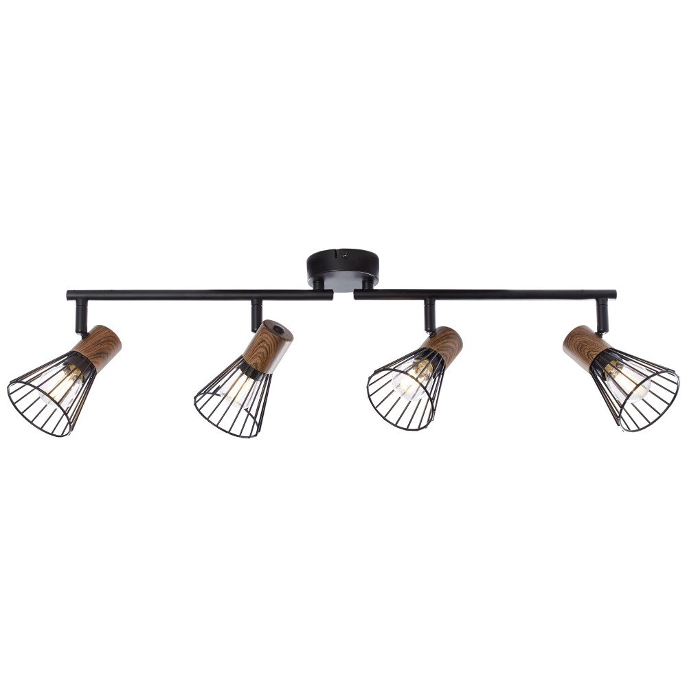 Deckenleuchte Manama 4 Lichtschwarz mit Holzbraun