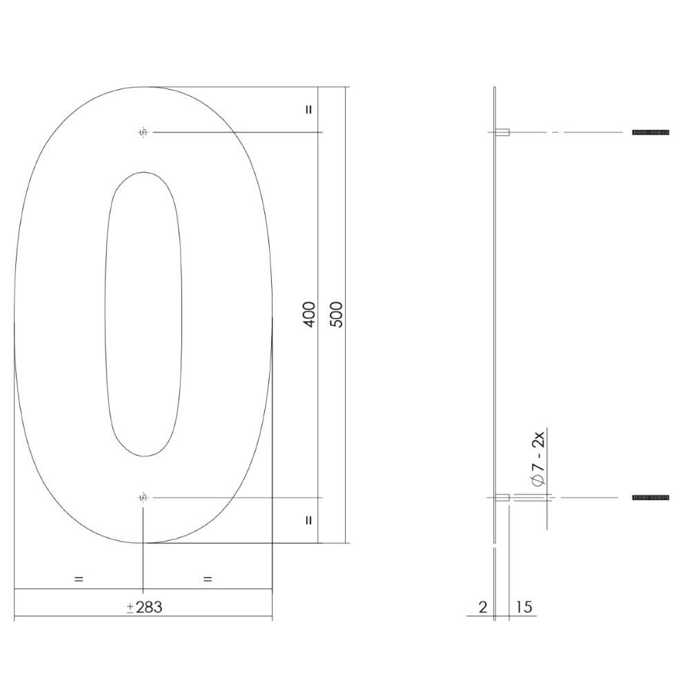 Hausnummer 0 XXL Numbra 50cm schwarz Intersteel 8714186503379