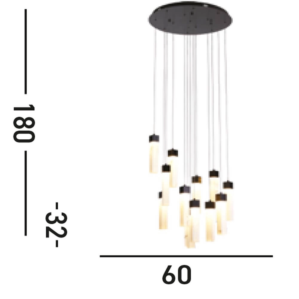 10-flammige Vide-Pendelleuchte Moonbeam schwarz Searchlight 5053423273778