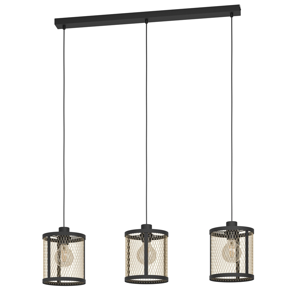 3L-Pendelleuchte Dellow schwarz mit Gold – Ø 18 cm