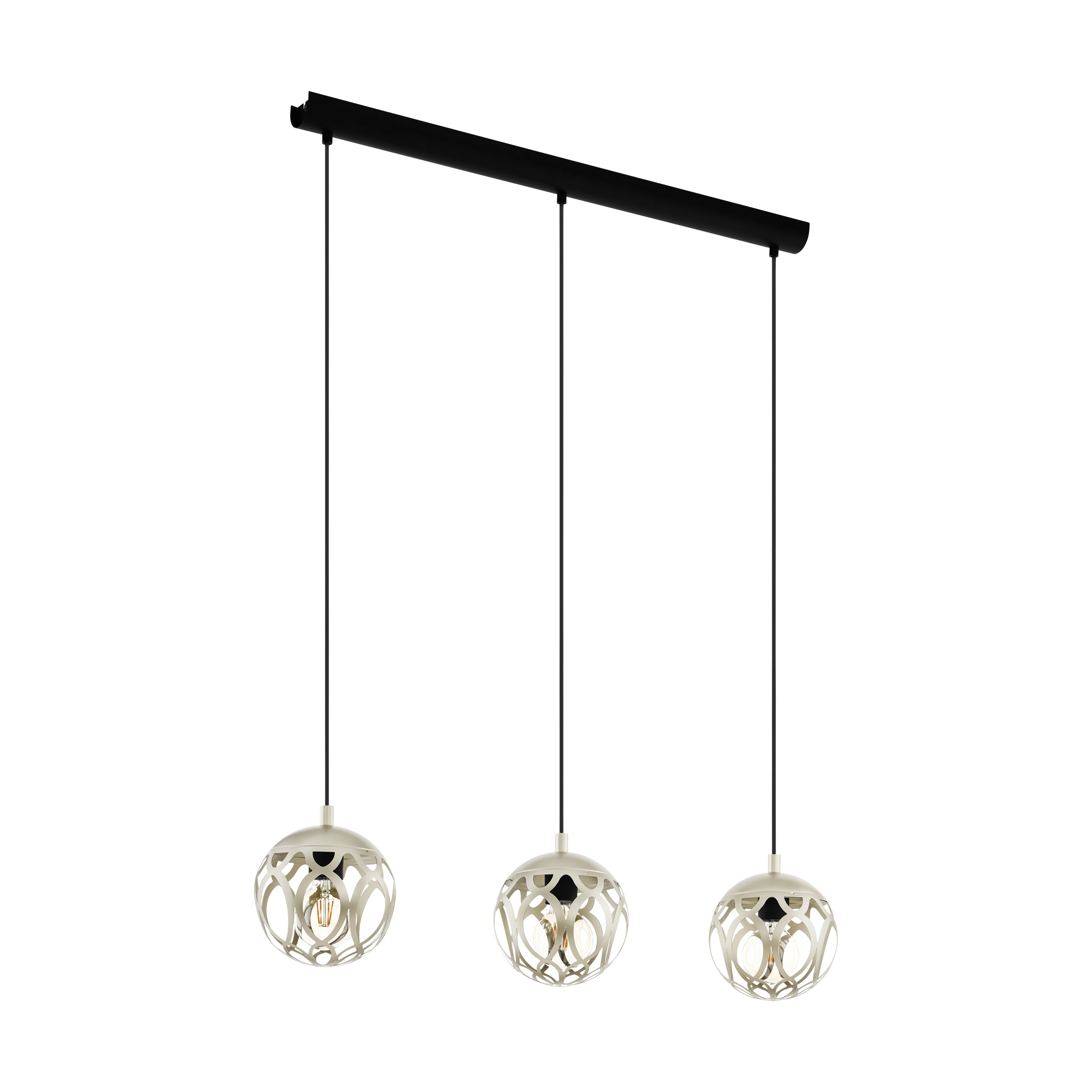 Pendelleuchte Mirtazza 3 Lichtschwarz mit Sahne