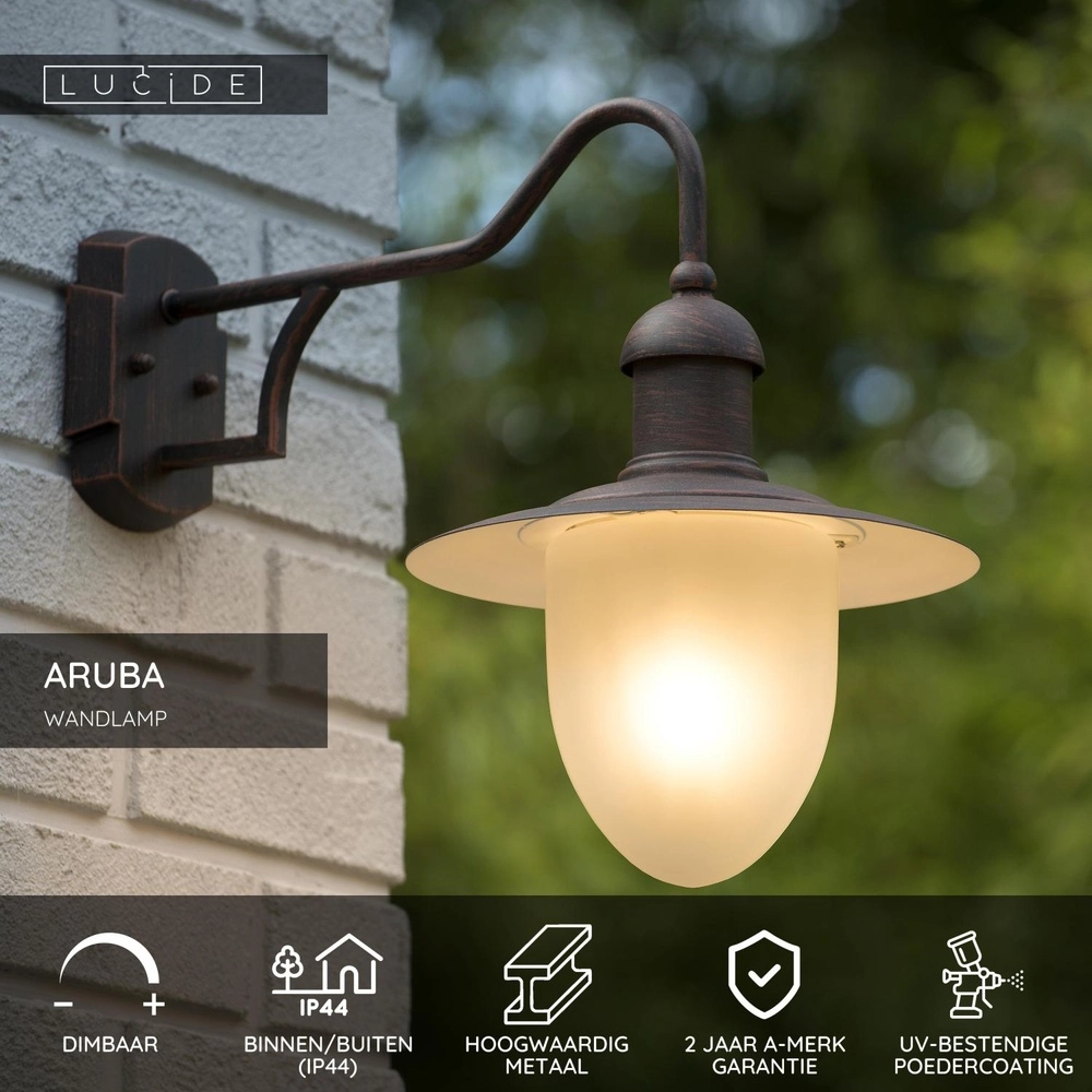Landwandlampe Aruba rostbraun Ø 25 cm Lucide 5411212113481