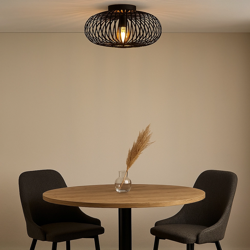 Schwarze Deckenlampe Gabbia Rund Ø 40cm Lyora 8716803509573