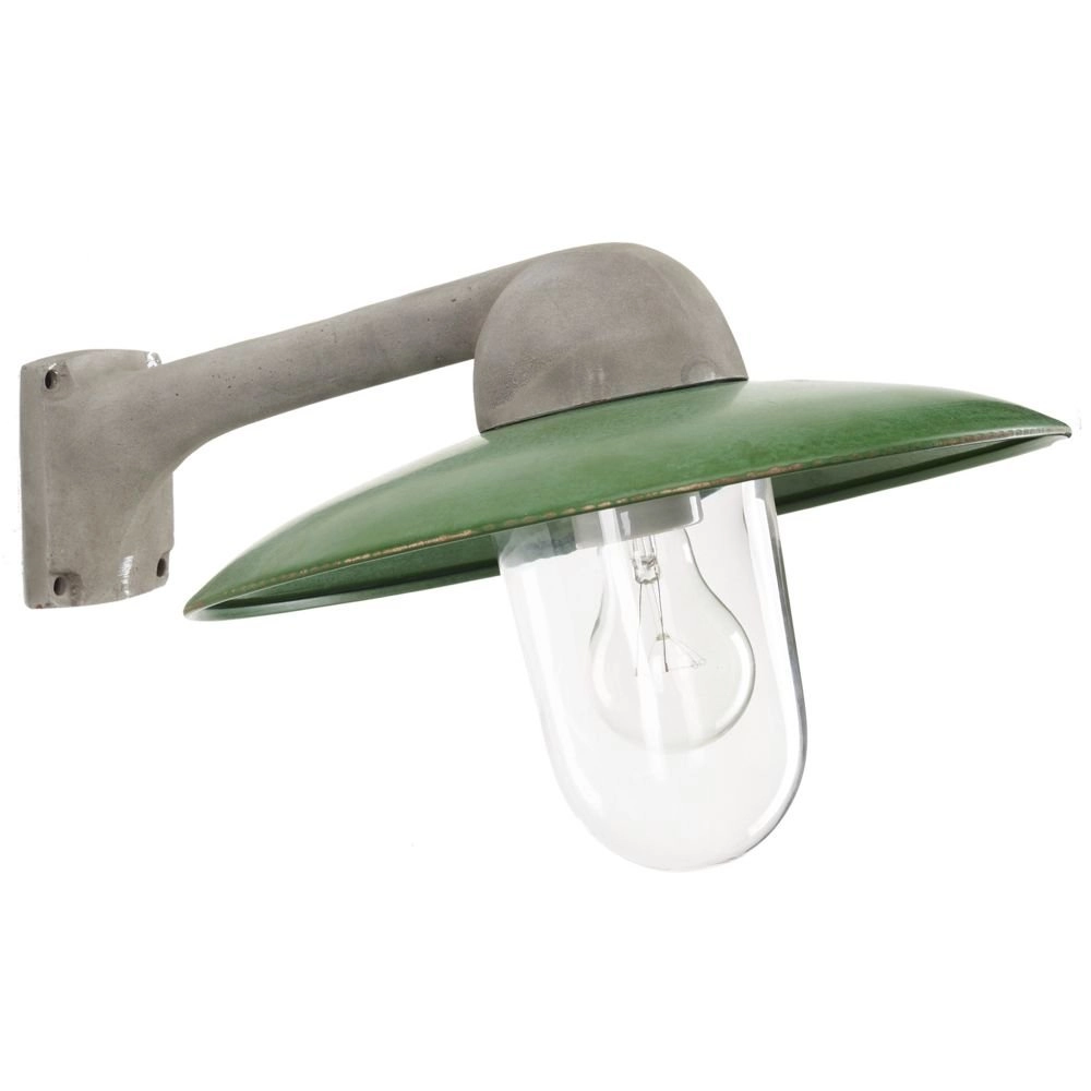 Industrie Außenlampe Fabrique Metallic-Grau mit Retro-Grün