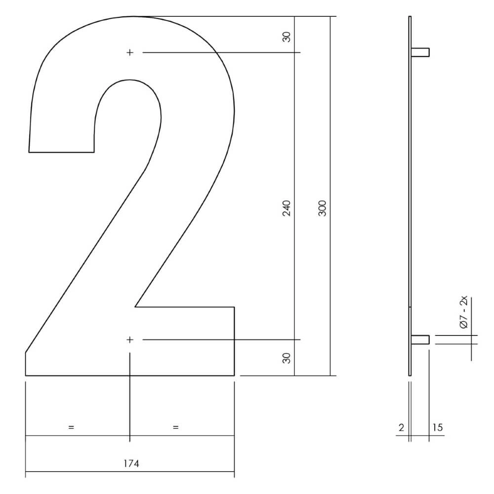 Hausnummer 2 XL Numbra 30cm Edelstahl Intersteel 8714186503096