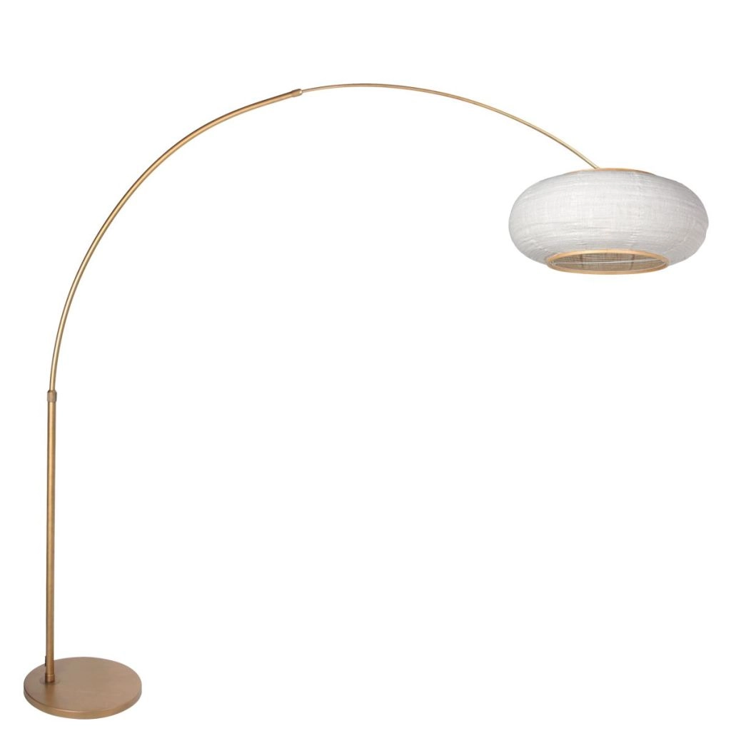Bronzene Bogenlampe Silva Alba mit weißem Farbton Ø60 cm