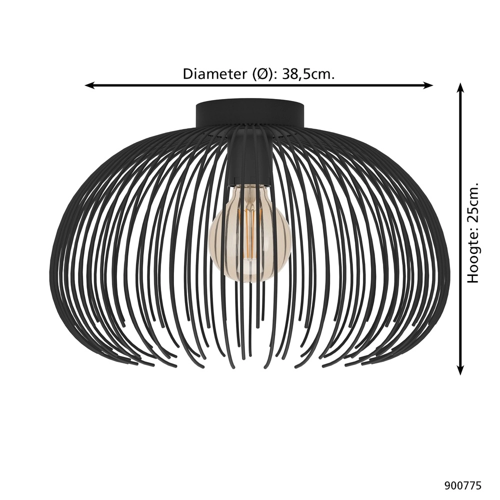Schwarze Deckenlampe Alhabia Ø 38,5 cm - 1x E27 Eglo 9008606254071