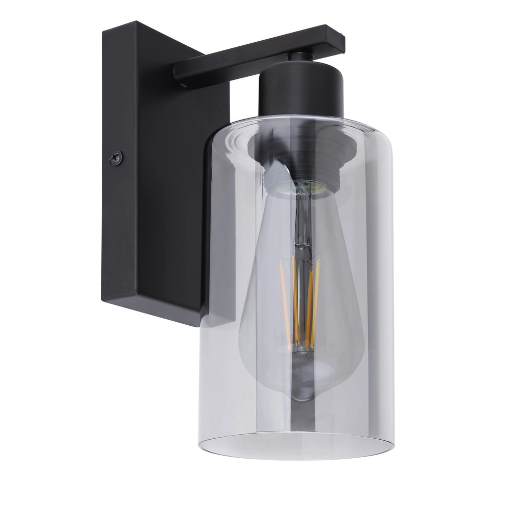Schwarze Wandlampe Hadera mit Rauchglas Globo 9007371402847