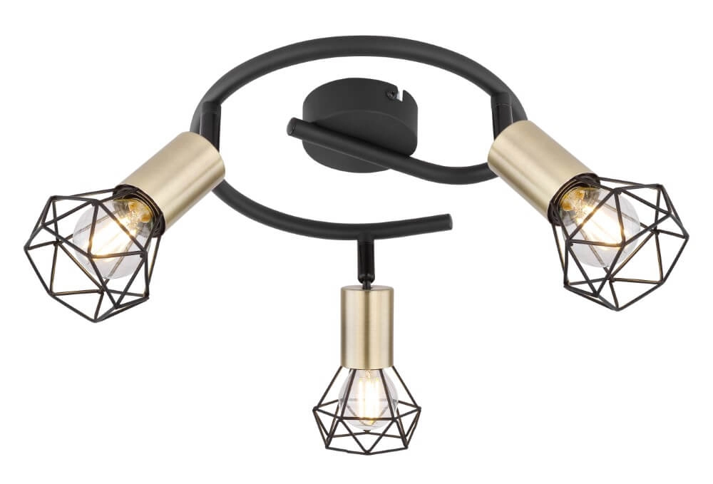 Deckenleuchte Xara I Schwarz mit Gold 3-flammig Ø 23cm