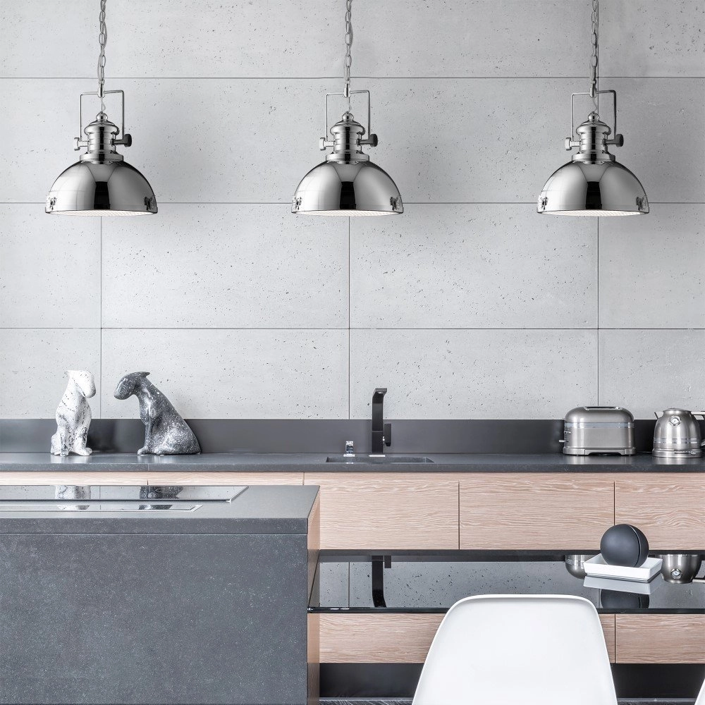 Chrom Hängelampe Industrial Pendants Ø 31cm Searchlight 5053423041322