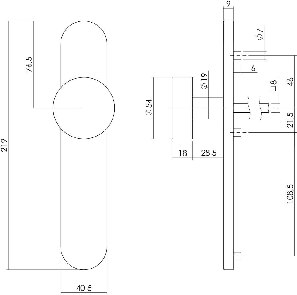 Türknauf oval Kurano Blind Edelstahl Intersteel 8714186172407