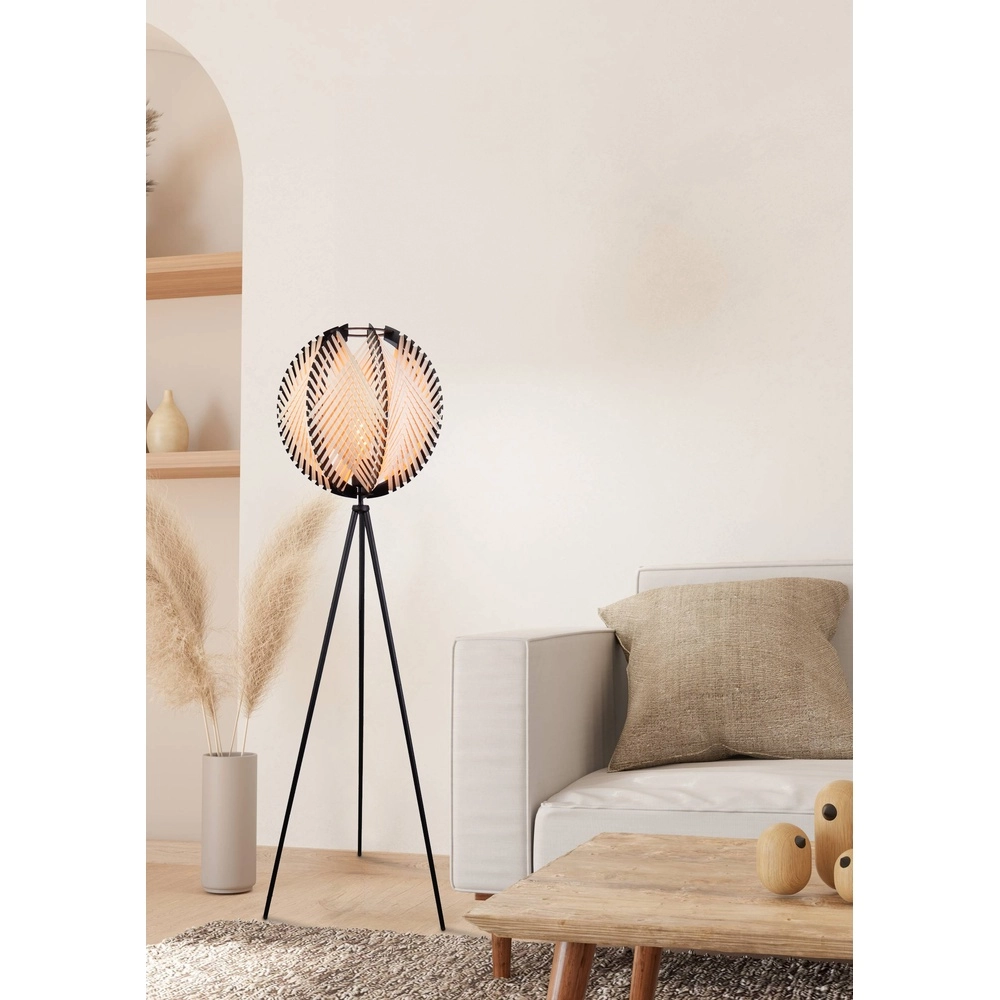 Stehlampe Waverton Schwarz mit cremefarbenem Textil Eglo 9002759440091