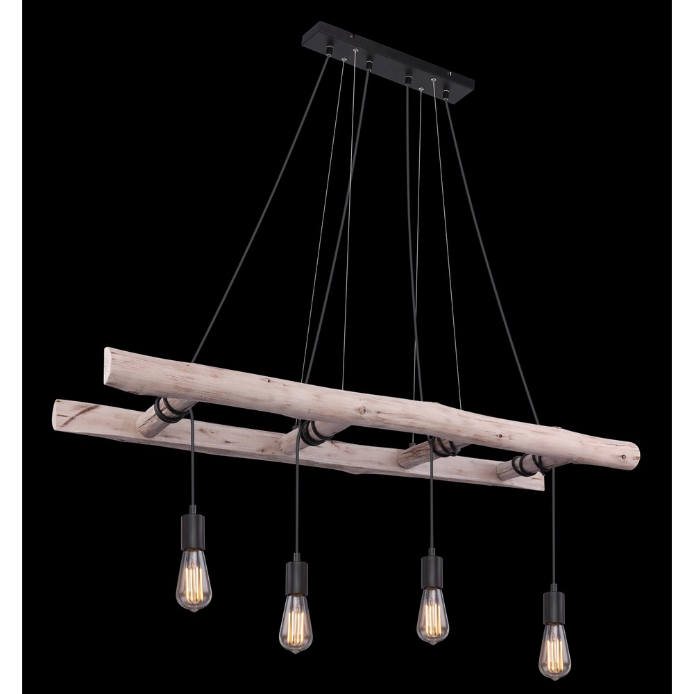 4-Licht Pendellampe Irmgard Holz 190 cm Globo 9007371398577