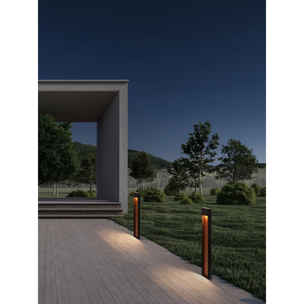 Design-Gartenlampe Noray Schwarz mit Holz 78cm - 3000K