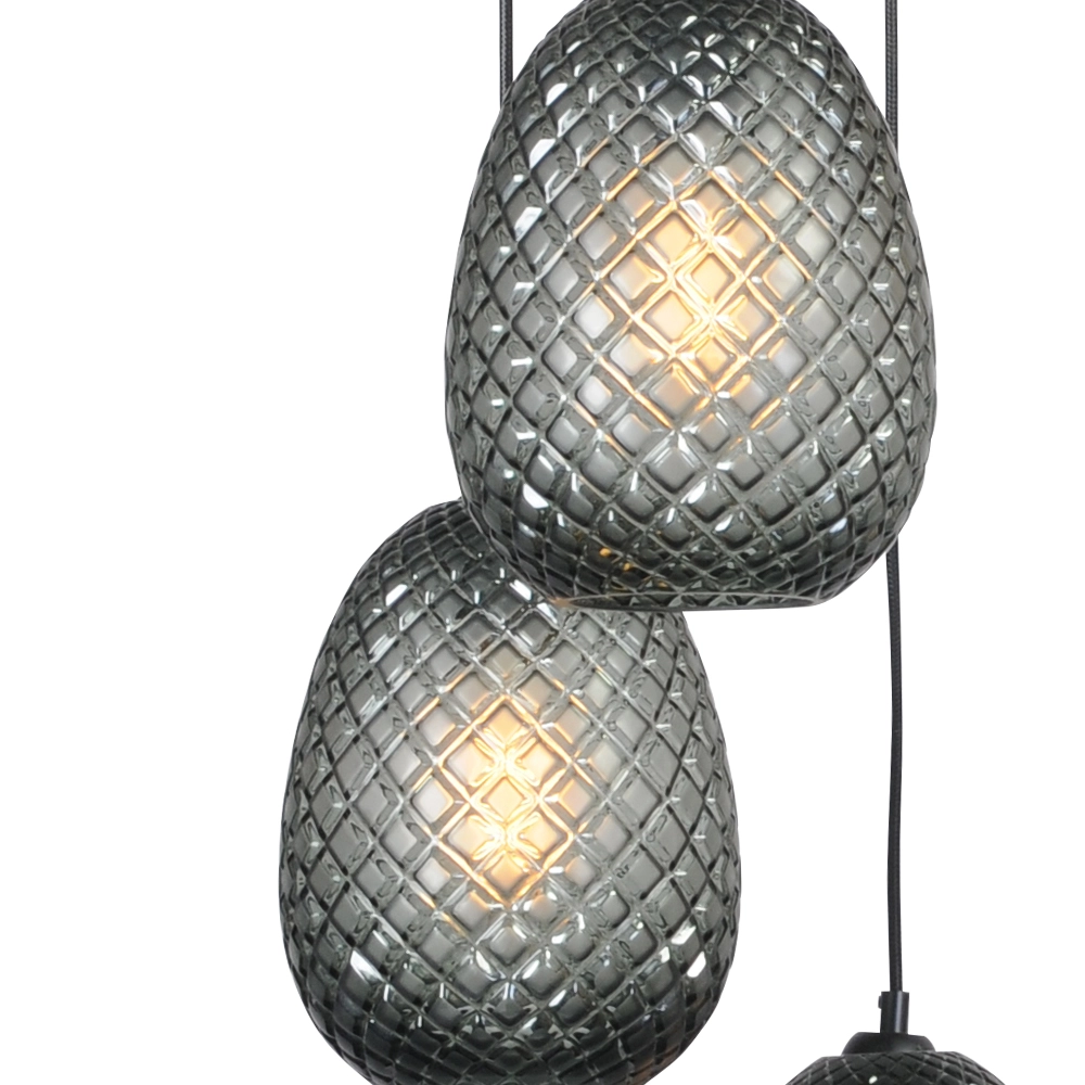 Schwarze Hängelampe Pineapple 6-flammig mit Rauchglas Masterlight 8718121209920