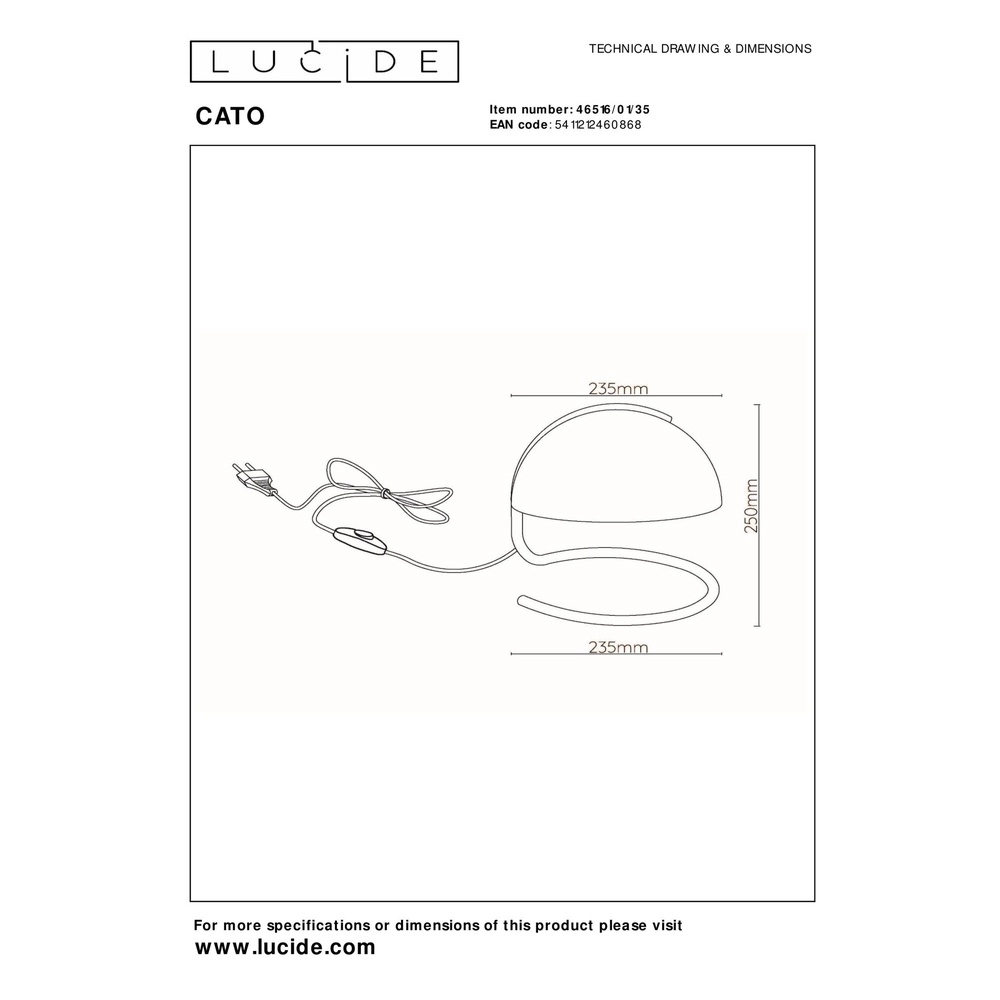 Klassische Tischlampe Cato Blau Lucide 5411212460868