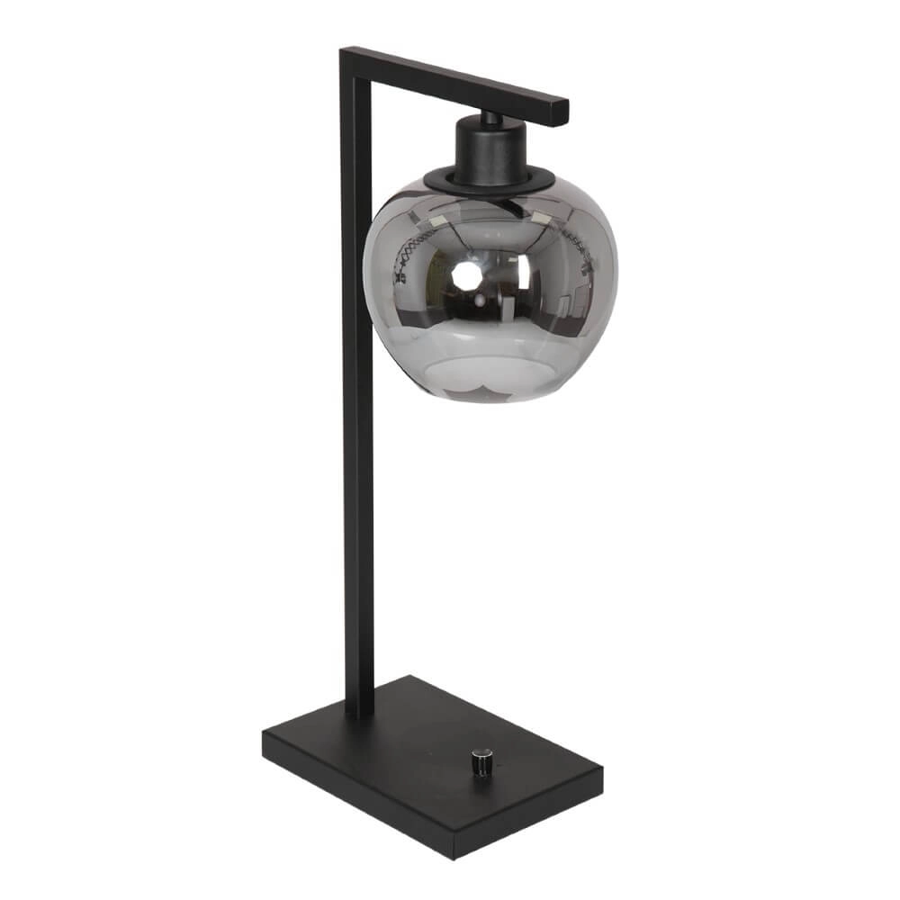 Schwarze Tischlampe Lotus mit Rauchglas Steinhauer 8712746167702