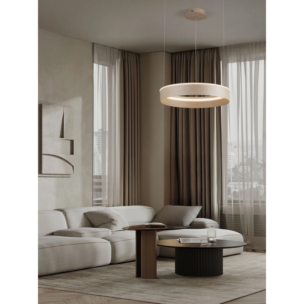 Moderne Pendellampe Olivia sandbraun Ø 60 cm
