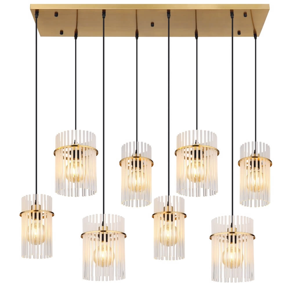 Goldene Pendelleuchte Gorley mit Glas 8-flammig Globo 9007371468959