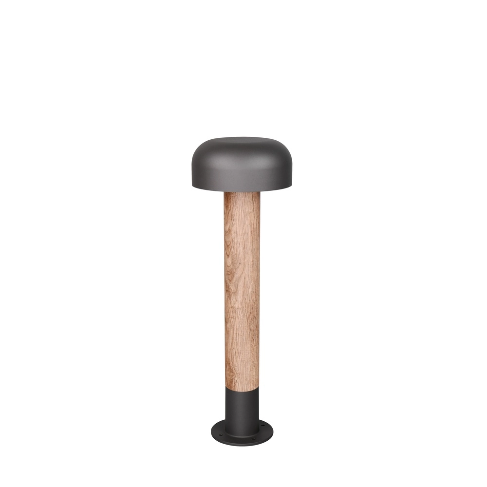 Gartenleuchte Fraser grau mit Holz 54cm Trio 4017807648584