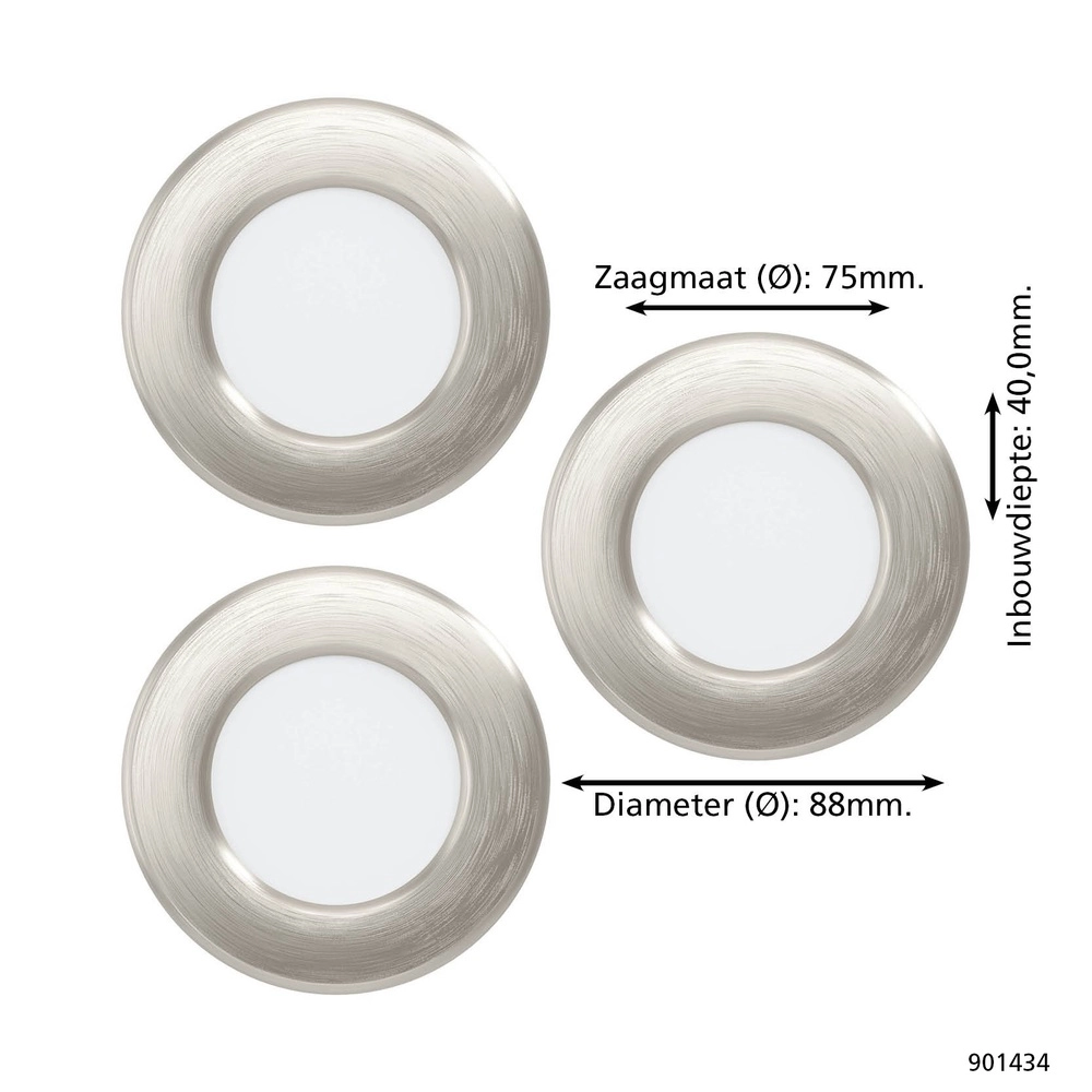 IP44 Einbauscheinwerfer Fueva 6-Z Zigbee – Edelstahl – Ø 8,8 cm Eglo 9008606331024