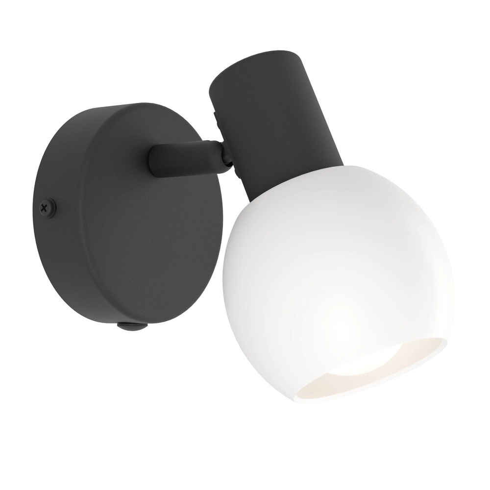 Wandlampe Castellazo Schwarz mit weißem Glas