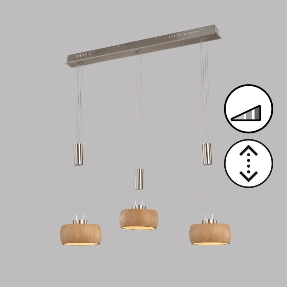Hängelampe mit 3 Leuchten Shine-Wood LED Fischer & Honsel 4003694610735