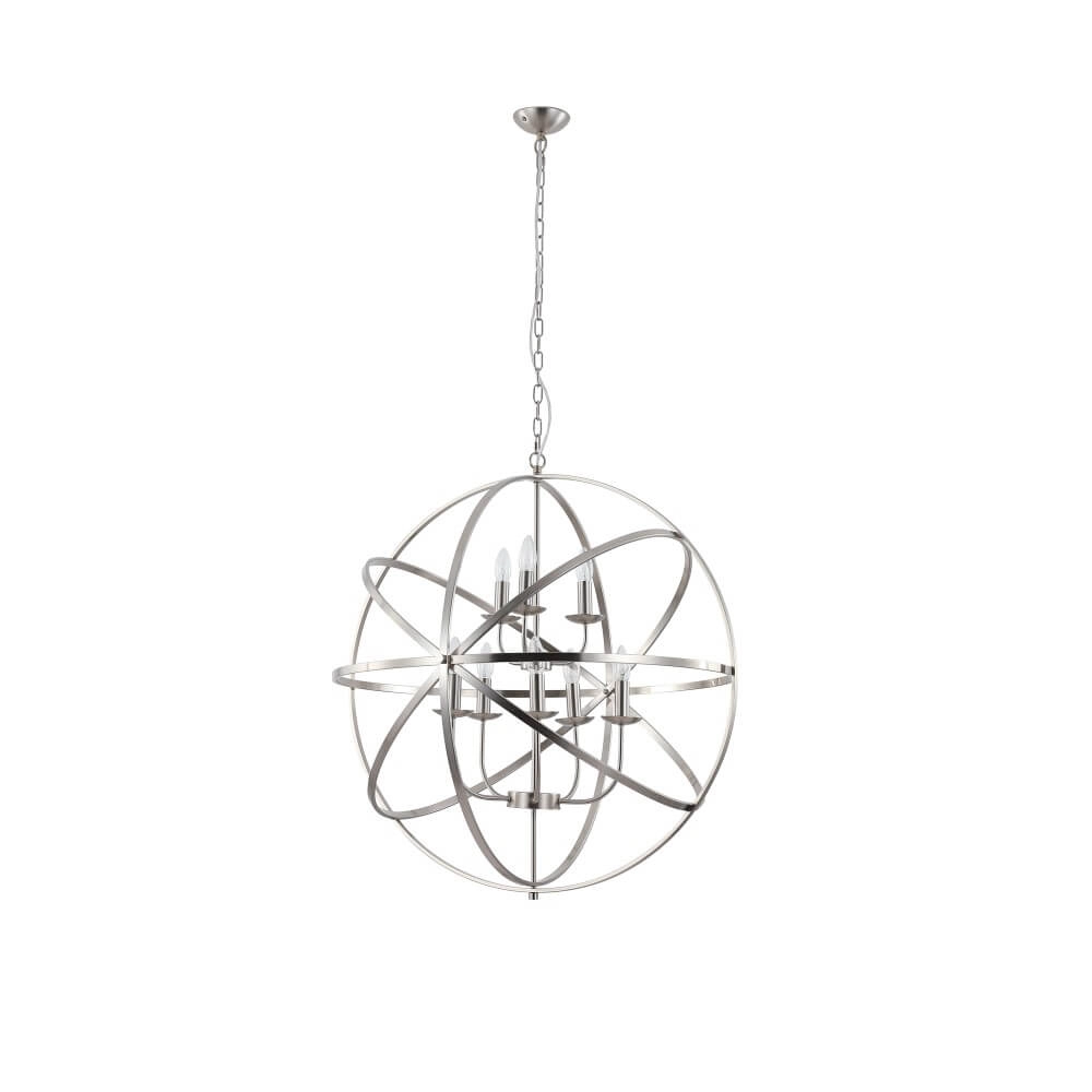 Antike Pendelleuchte Orbit 8-flammig silber Searchlight 5053423271934