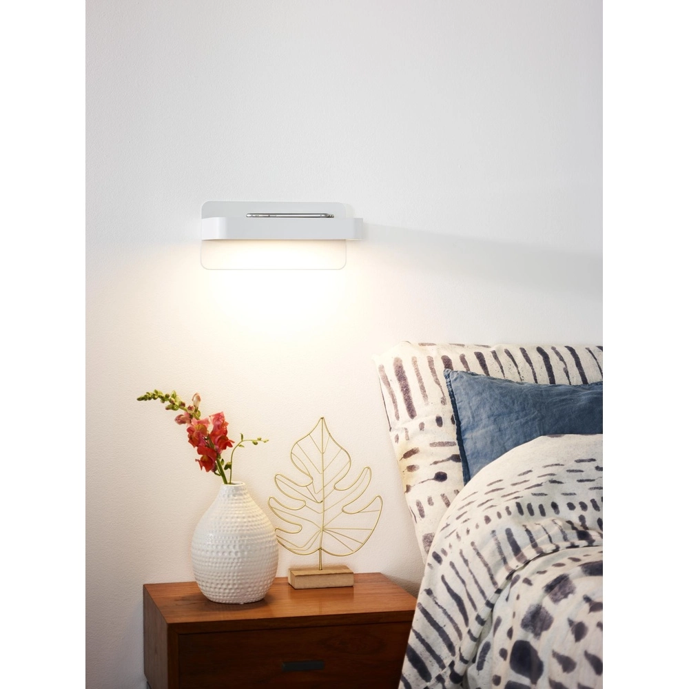 Nachttischlampe Atkin mit USB-Ladepunkt weiß Lucide 5411212770837