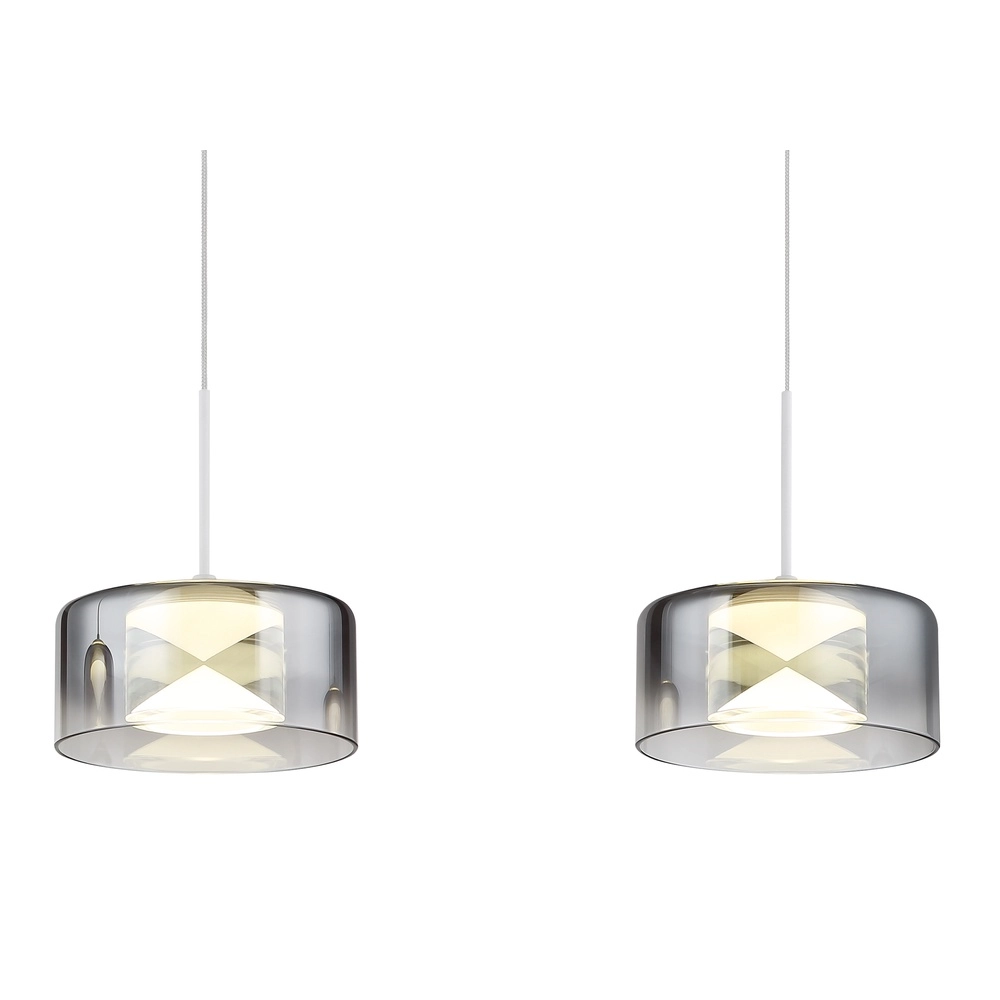 Design-Pendellampe Belinda 4-Licht weiß mit Rauchglas Globo 9007371566372