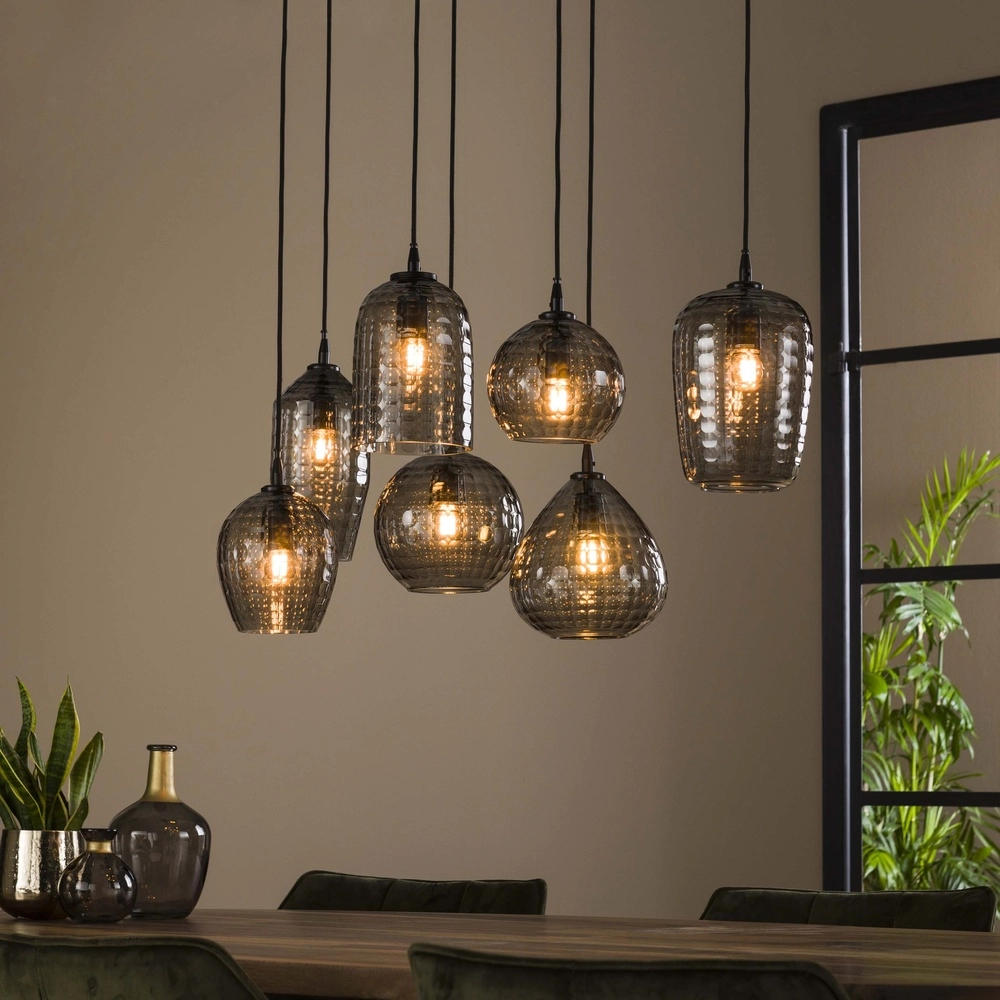 7-Licht Pendellampe Hexagon Rauchgläser Lyora 8716803511163